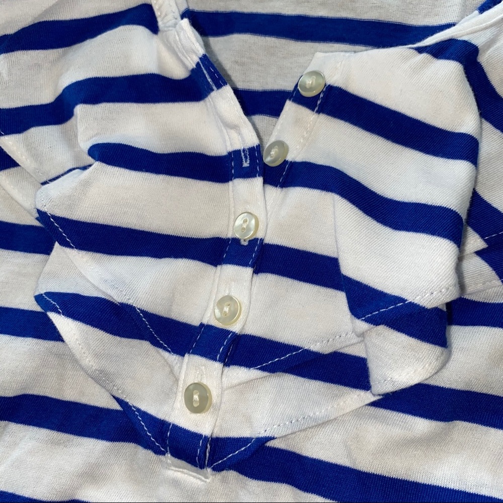 041. NWT Ralph Lauren Stripe Ruffle Button Top - Picture 4 of 10
